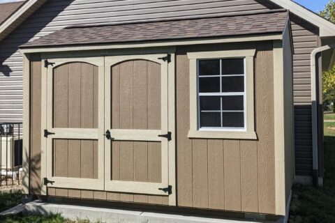 tan 10x12 garden shed in fenton mo