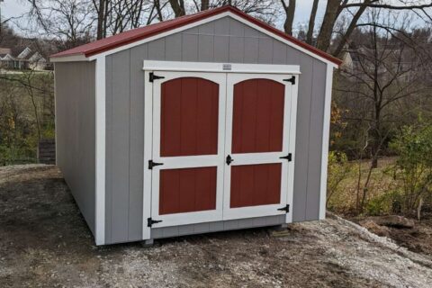 10x16 red and grey garden shed in ferguson mo