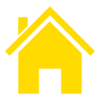 Yellow icon of house with chimney